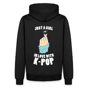 Nur ein Mädchen, das in Kpop Fangirl Korean Merch - Männer Premium Bio Hoodie - Schwarz - Hinten - Nico (187cm)