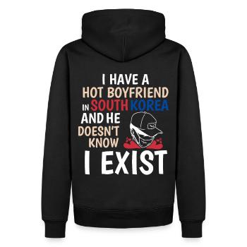 Lustig, ich habe einen Freund in Südkorea Kpop Kdr - Männer Premium Bio Hoodie - Schwarz - Hinten - Nico (187cm)