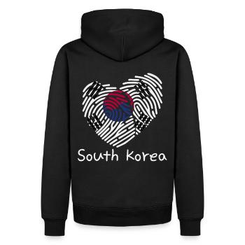 Koreanische Herzfingerabdruckflagge südkoreanische - Männer Premium Bio Hoodie - Schwarz - Hinten - Nico (187cm)