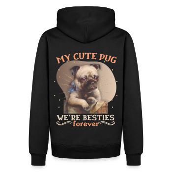 Mops-Hund, Pug-Dog, Hund Illustration, Spruch - Männer Premium Bio Hoodie - Schwarz - Hinten - Nico (187cm)