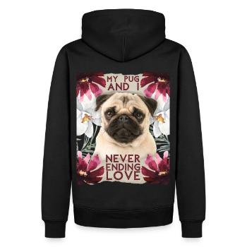 Pug dog, Pug-Dog dicton drôle - Sweat à capuche Premium bio Homme - noir - Dos - Nico (187cm)