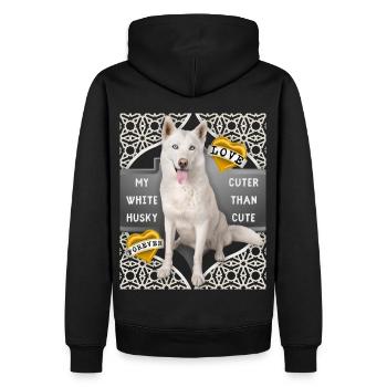 Weisser-Husky lustiger Spruch - Männer Premium Bio Hoodie - Schwarz - Hinten - Nico (187cm)
