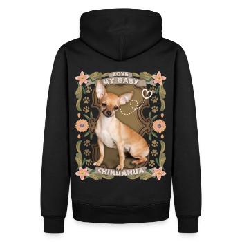 Chihuahua, dicton drôle, amour amour - Sweat à capuche Premium bio Homme - noir - Dos - Nico (187cm)