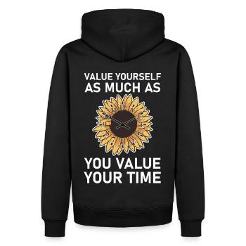 Schätzen Sie sich selbst, wenn Sie Ihre Zeit für S - Männer Premium Bio Hoodie - Schwarz - Hinten - Nico (187cm)