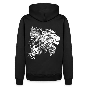Löwe Löwin Königin Dunkle Kunst Gothic Leo Zodiac - Männer Premium Bio Hoodie - Schwarz - Hinten - Nico (187cm)
