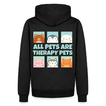 Alle Haustiere sind Therapie Haustiere Tiertherapi - Männer Premium Bio Hoodie - Schwarz - Hinten - Nico (187cm)