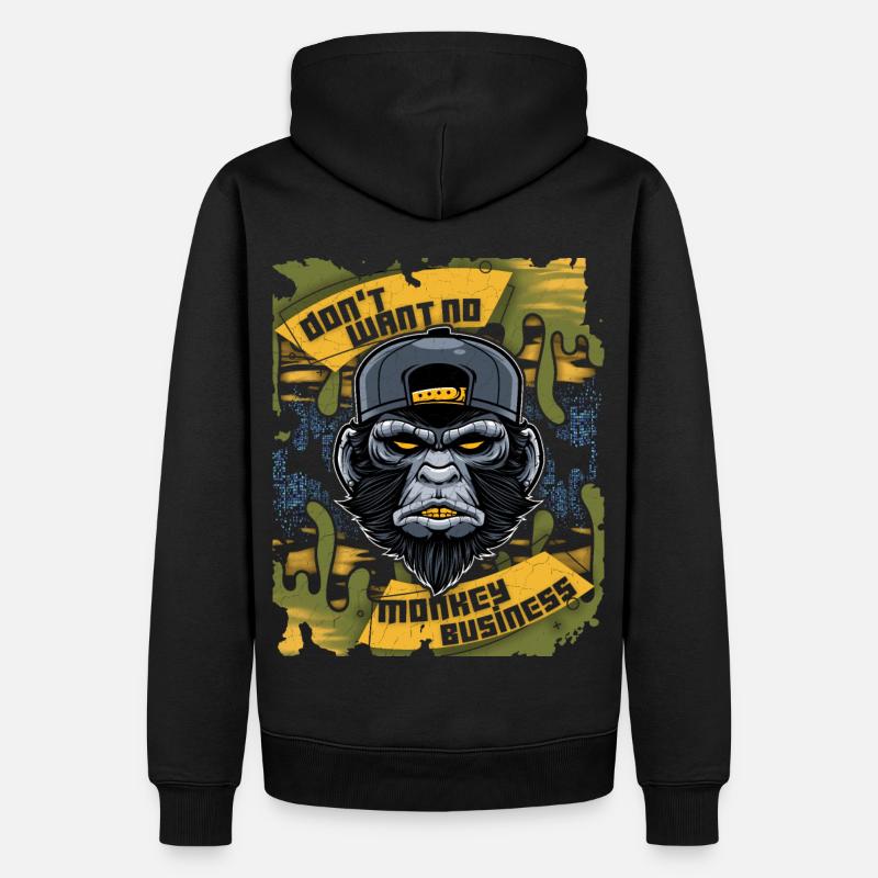 Affe, Monkey-Affe, lustiger Spruch Monkey-Business - Männer Premium Bio Hoodie - Schwarz