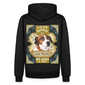 Jack-Russell-Terrier, Hund, Spruch Love-Forever - Männer Premium Bio Hoodie - Schwarz - Hinten - Nico (187cm)