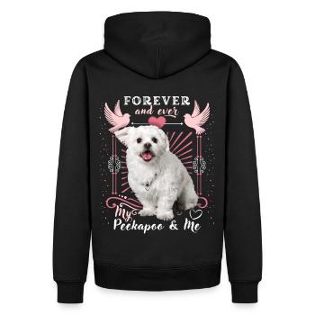 Peekapoo, Hund, Forever-Love, lustiger Spruch - Männer Premium Bio Hoodie - Schwarz - Hinten - Nico (187cm)