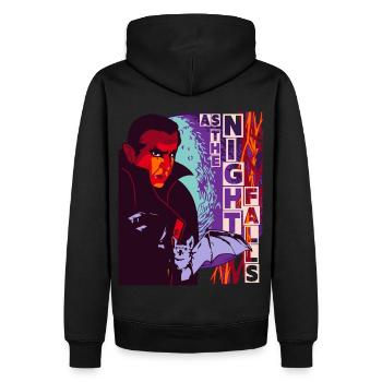 Horror Drakula Vampir, Fledermaus, lustiger Spruch - Männer Premium Bio Hoodie - Schwarz - Hinten - Nico (187cm)