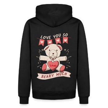 Drôle d’ours, ours en peluche, dicton d’amour-vous,jeu de mots - Sweat à capuche Premium bio Homme - noir - Dos - Nico (187cm)
