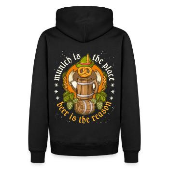 Bière, Munich, buveur de bière - Sweat à capuche Premium bio Homme - noir - Dos - Nico (187cm)