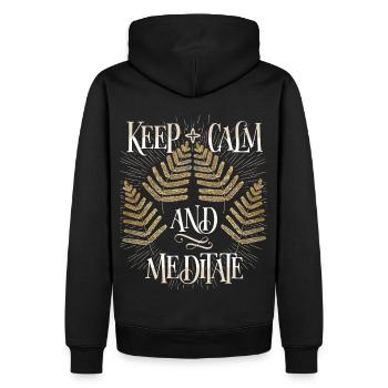 Meditation, Meditieren, Keep-Calm, lustiger Spruch - Männer Premium Bio Hoodie - Schwarz - Hinten - Nico (187cm)