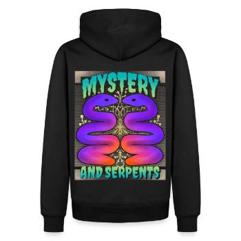Schlange, geheimnisvolle Schlangen, Spruch - Männer Premium Bio Hoodie - Schwarz - Hinten - Nico (187cm)