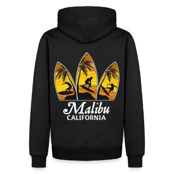 Malibu California Surfer Spot Sunset Surfboards Su - Männer Premium Bio Hoodie - Schwarz - Hinten - Nico (187cm)
