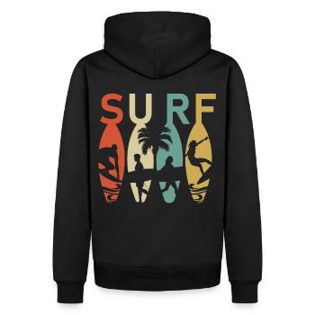 Surfboard Retro Surfing Surfer - Männer Premium Bio Hoodie - Schwarz - Hinten - Nico (187cm)