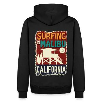 Surfen in Malibu California LifeGuard Station Surf - Männer Premium Bio Hoodie - Schwarz - Hinten - Nico (187cm)