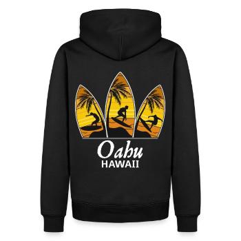Oahu Hawaii Surfer Spot Sunset Surfboards Surf - Männer Premium Bio Hoodie - Schwarz - Hinten - Nico (187cm)