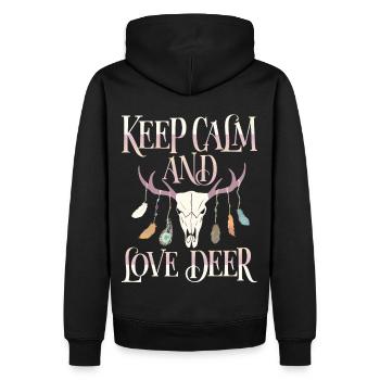 Deer antlers, deer, Keep-Calm saying - Men’s Premium Organic Hoodie - black - Back - Nico (187cm)