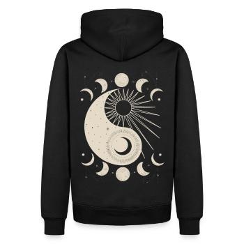 Yin und Yang kosmisch Yin-Yang-Mond-Sonne - Männer Premium Bio Hoodie - Schwarz - Hinten - Nico (187cm)