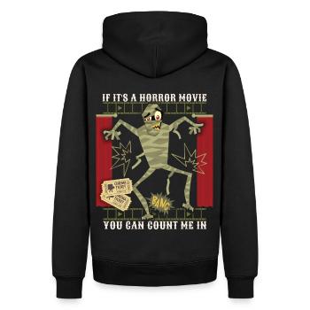 Horror movie, horror movie, cinema visit, saying - Men’s Premium Organic Hoodie - black - Back - Nico (187cm)