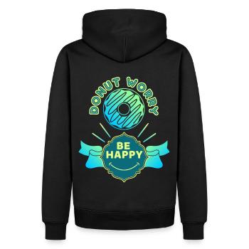 Donut-worry, lustiger Spruch, Pun - Männer Premium Bio Hoodie - Schwarz - Hinten - Nico (187cm)