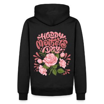 Bonne fête des mères, fête des mères, avec un décor rose - Sweat à capuche Premium bio Homme - noir - Dos - Nico (187cm)