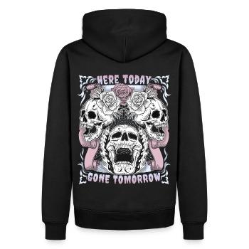 Conception de crâne de crâne avec motif de rose motif motard - Sweat à capuche Premium bio Homme - noir - Dos - Nico (187cm)