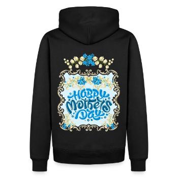 Fête des mères, fête des mères, muguet vintage - Sweat à capuche Premium bio Homme - noir - Dos - Nico (187cm)