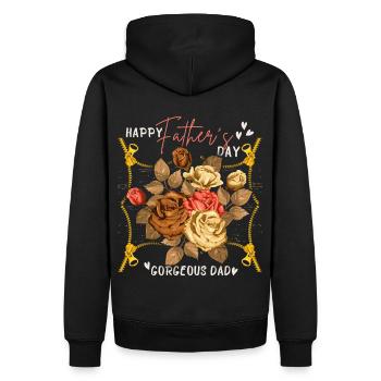 Bonne fête des pères, fête des pères avec des roses vintage - Sweat à capuche Premium bio Homme - noir - Dos - Nico (187cm)