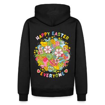 Happy Easter everyone, Frohe Ostern Vintage-Retro - Männer Premium Bio Hoodie - Schwarz - Hinten - Nico (187cm)