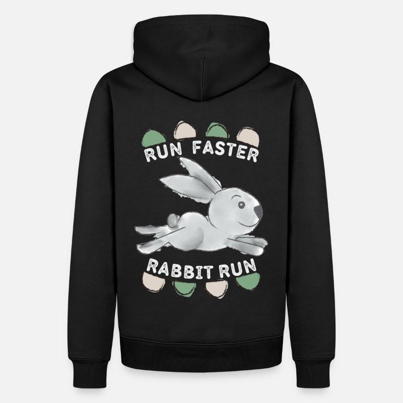 Run-Faster-Rabbit-Run, Lapin doux, Dicton drôle - Sweat à capuche Premium bio Homme - noir