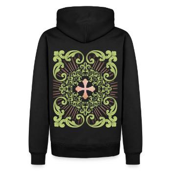 Croix de Jésus, Croix de Jésus-Christ, Croix vintage - Sweat à capuche Premium bio Homme - noir - Dos - Nico (187cm)