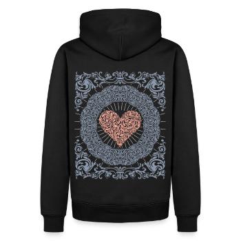 Herz-Ornament, romantisches Valentinstag-Motiv - Männer Premium Bio Hoodie - Schwarz - Hinten - Nico (187cm)