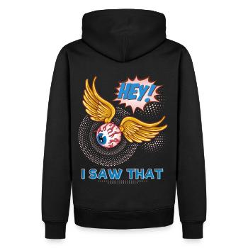 Alles sehende Auge, I-Saw-That, lustiger Spruch - Männer Premium Bio Hoodie - Schwarz - Hinten - Nico (187cm)