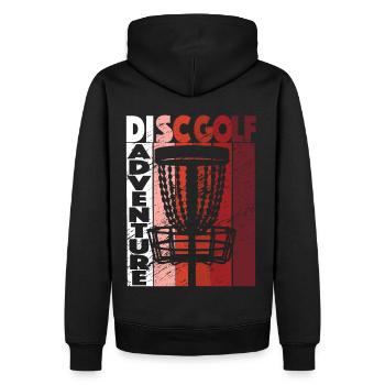 Disc Golf Abenteuer Retro Frisbee Golf - Männer Premium Bio Hoodie - Schwarz - Hinten - Nico (187cm)