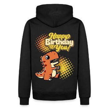 Dinosaure d’anniversaire, typographie de joyeux anniversaire - Sweat à capuche Premium bio Homme - noir - Dos - Nico (187cm)