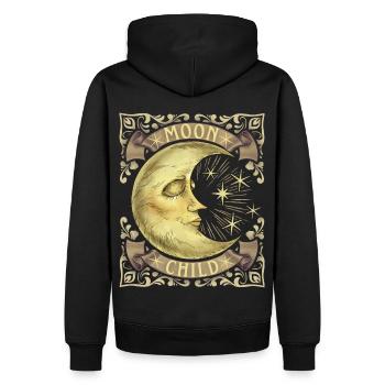 Moon-Child, Halbmond, Boho-Vintage, Viktorianisch - Männer Premium Bio Hoodie - Schwarz - Hinten - Nico (187cm)