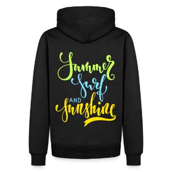 Summer-Surf-And-Sunshine, Sommer-Spruch, Surfing - Männer Premium Bio Hoodie - Schwarz - Hinten - Nico (187cm)