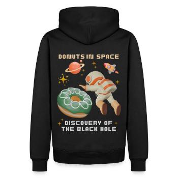 Donut-Space, Donuts-Black-Hole, lustiger-Astronaut - Männer Premium Bio Hoodie - Schwarz - Hinten - Nico (187cm)