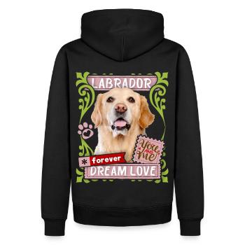 Labrador-Rassehund, Hund Spruch Forever-Dream-Love - Männer Premium Bio Hoodie - Schwarz - Hinten - Nico (187cm)