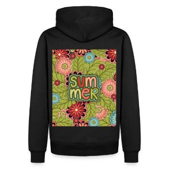 Été, Motif, Motif floral, Motif d’été - Sweat à capuche Premium bio Homme - noir - Dos - Nico (187cm)