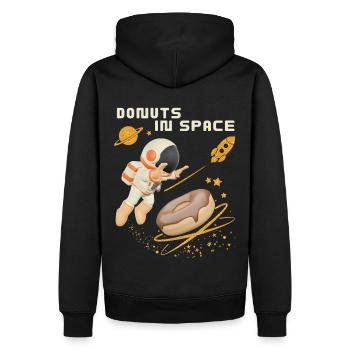 Donut-Space, Donuts-im-Weltall, lustiger-Astronaut - Männer Premium Bio Hoodie - Schwarz - Hinten - Nico (187cm)