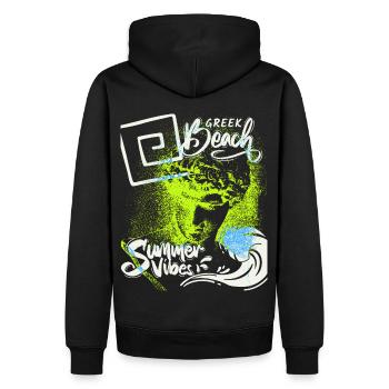 Griechenland, Strand, Urlaub, griechischer Sommer - Männer Premium Bio Hoodie - Schwarz - Hinten - Nico (187cm)