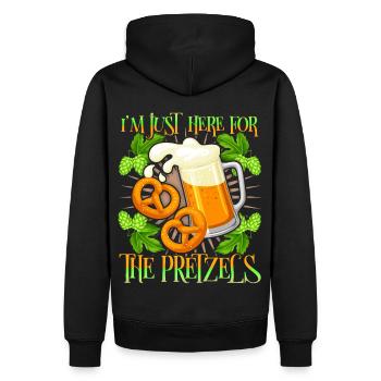 Bier, Brezel lustiger Spruch mit Bierkrug - Männer Premium Bio Hoodie - Schwarz - Hinten - Nico (187cm)