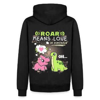 Dinosaurier Pärchen, lustiger Spruch Valentinstag - Männer Premium Bio Hoodie - Schwarz - Hinten - Nico (187cm)