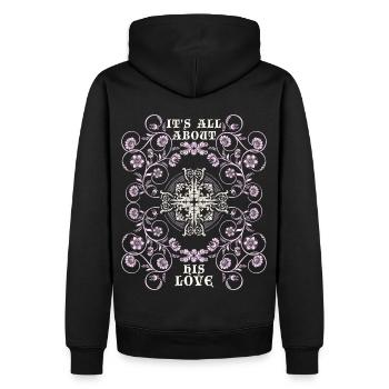 Jesus Christus, Vintage-Ornament, Jesus-Spruch - Männer Premium Bio Hoodie - Schwarz - Hinten - Nico (187cm)