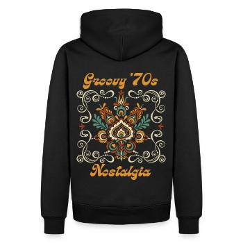 Rétro des années 70, style hippie, dicton drôle - Sweat à capuche Premium bio Homme - noir - Dos - Nico (187cm)