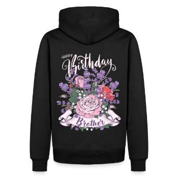 Joyeux-Anniversaire-Frère, Frère-Frère Anniversaire - Sweat à capuche Premium bio Homme - noir - Dos - Nico (187cm)