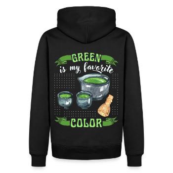 Matcha Tee, grüner Tee, lustiger Spruch - Männer Premium Bio Hoodie - Schwarz - Hinten - Nico (187cm)
